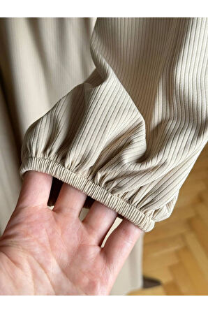 Şardonlu Bel Bağlamalı Yarım Pat Örme Elbise 2423 NAVRA |