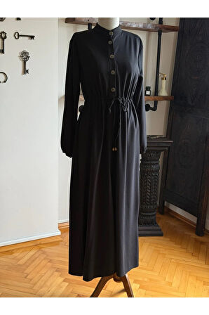 Şardonlu Bel Bağlamalı Yarım Pat Örme Elbise 2423 NAVRA |