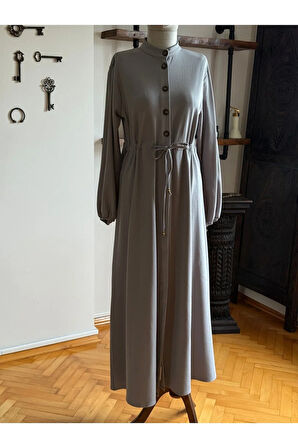 Şardonlu Bel Bağlamalı Yarım Pat Örme Elbise 2423 NAVRA |