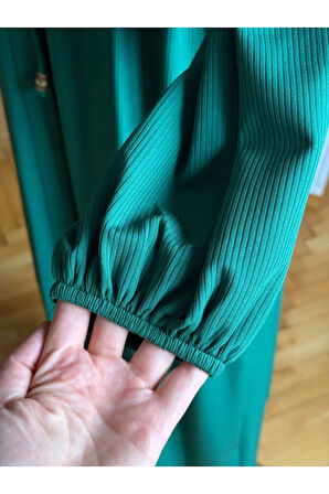 Şardonlu Bel Bağlamalı Yarım Pat Örme Elbise 2423 NAVRA |