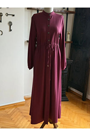 Şardonlu Bel Bağlamalı Yarım Pat Örme Elbise 2423 NAVRA |