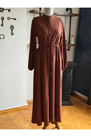 Şardonlu Bel Bağlamalı Yarım Pat Örme Elbise 2423 NAVRA |