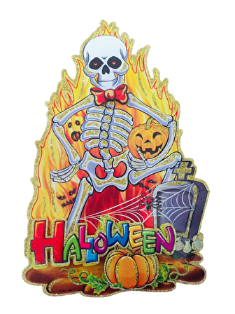 CADILAR BAYRAMI HALLOWEEN SİMLİ POSTER İSKELET MODELİ 46CM X 30CM