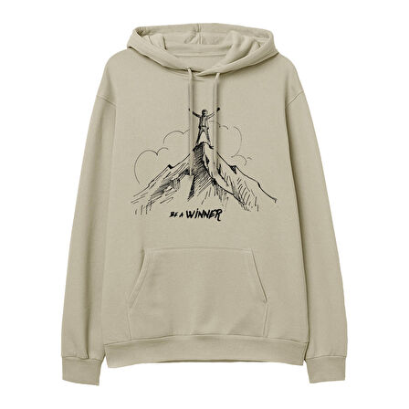Winner  Baskılı Krem Hoodie