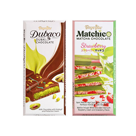 Beyoğlu Dubaco Çıtır Kadayıflı 95 gr ve Matcha Çikolata 95 gr 2 li Paket