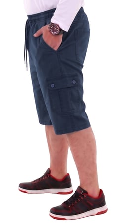 Erkek Battal Beden 115-176 Kilo Arası İçin Uygun Dizaltı Kargo Cepli Likralı Uzun Jeans Kapri