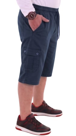Erkek Battal Beden 115-176 Kilo Arası İçin Uygun Dizaltı Kargo Cepli Likralı Uzun Jeans Kapri