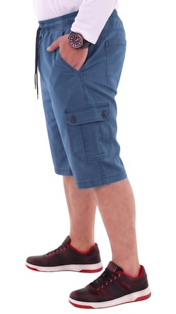Erkek Battal Beden 115-176 Kilo Arası İçin Uygun Dizaltı Kargo Cepli Likralı Uzun Jeans Kapri