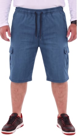 Erkek Battal Beden 115-176 Kilo Arası İçin Uygun Dizaltı Kargo Cepli Likralı Uzun Jeans Kapri
