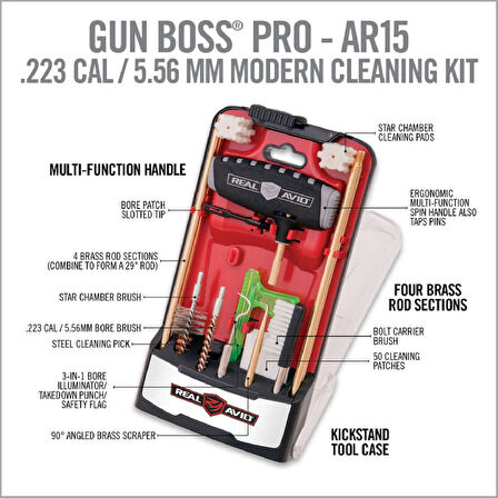 REAL AVID Gun Boss® Pro - AR15 Cleaning Kit Profesyoneller için temizlik seti