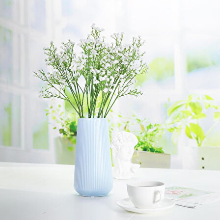 Uzun Dal Yapay Çiçek Plastik Beyaz Cipso 4Dallı 63cm