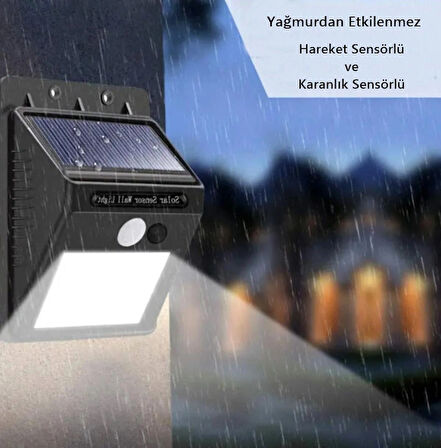 gaman 20 Led karanlık ve Hareket Sensörlü Güneş Enerjili Solar Duvar Lambası Bahçe Aydınlatması