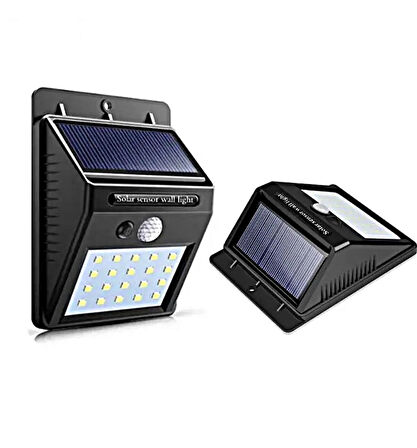 gaman 20 Led karanlık ve Hareket Sensörlü Güneş Enerjili Solar Duvar Lambası Bahçe Aydınlatması