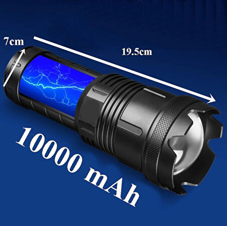 GP-291 20000 Lümen Lazer Etkili Profesyonel El Feneri Zoomlu - 5 Mod (Geceyi Gündüze Çevirir )