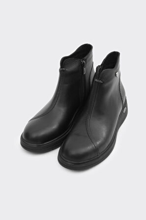 Hakiki Deri Dolgu Taban Fermuarlı Kadın Bot 