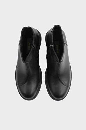 Hakiki Deri Dolgu Taban Fermuarlı Kadın Bot 