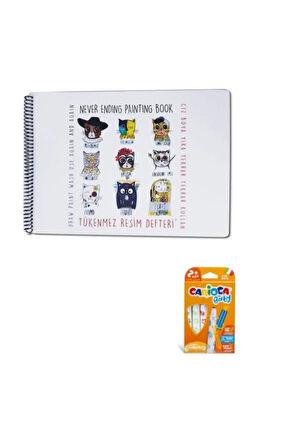 -tükenmez Resim Defteri-2 - 25x35cm & Carioca 6 Lı Baby