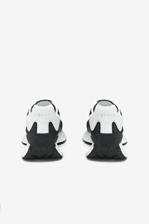 Erkek Kabartmalı Logolu Deri Sneakers - Siyah/Beyaz | 43