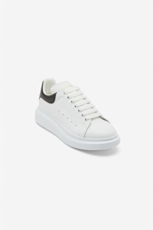 Erkek S.Rubber Kalın Tabanlı Deri Sneakers - Beyaz/Siyah | 42,5