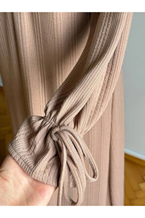 Süs Patlı Kol Bağlamalı Örme Elbise 2413 NAVRA |