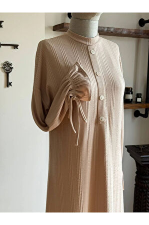 Süs Patlı Kol Bağlamalı Örme Elbise 2413 NAVRA |