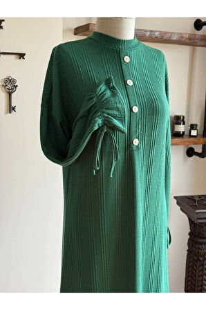 Süs Patlı Kol Bağlamalı Örme Elbise 2413 NAVRA |