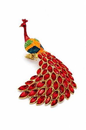 Kristal Taşlı Metal Tavus Kuşu Biblo 18x10 cm Dekoratif Hediyelik Masa ve Salon Süsü Lüks Ev Dekoru