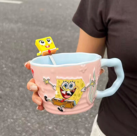 Sünger Bob Kaşıklı Kupa Bardak