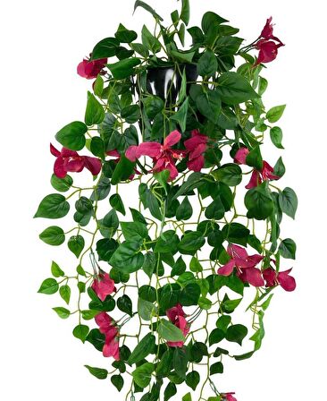 Yapay Çiçek Saksıda Fuşya Begonvil Çiçeği 9 Dallı 100cm Sarkan Çiçek