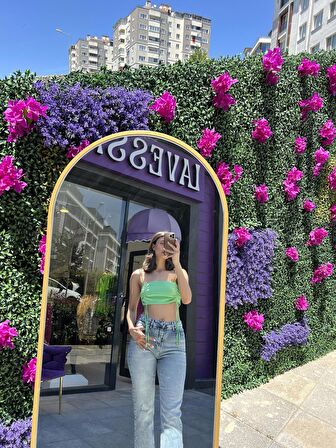 ZİNCİR ASKILI CROP- YEŞİL