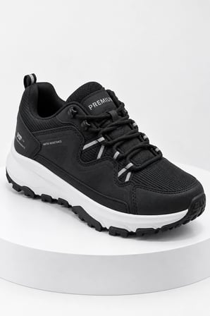 Trekon Erkek Siyah-Beyaz Outdoor Suya Dayanıklı Kalın Tabanlı Yürüyüş Ayakkabısı