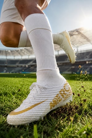 Vortex Futbol Kramponu Çoraplı Bilekli Bağcıklı Dişli Taban Halı Saha ve Çim Saha Krampon –Beyaz Altın