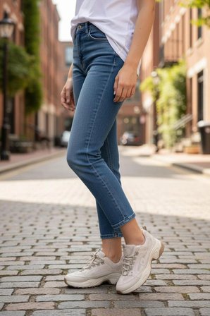 Nizie Retro Stil Bej Comfort Taban Kadın Sneaker Ayakkabı