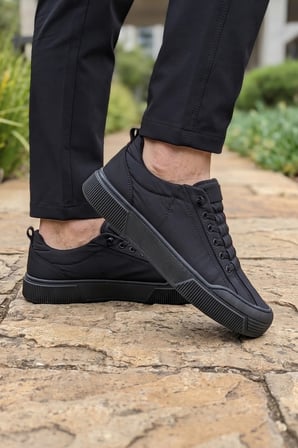 CityComfort – Kömür Kapitone Dokulu Modern Unısex Sneaker