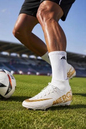 Vortex Futbol Kramponu Çoraplı Bilekli Bağcıklı Dişli Taban Halı Saha ve Çim Saha Krampon –Beyaz Altın