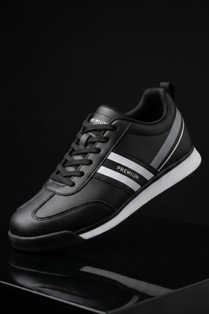 Premium Serisi Siyah Beyaz Çizgili Unısex Sneaker – Günlük Spor Ayakkabı