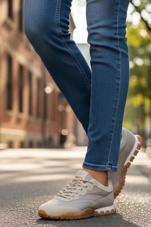 Muxa Unisex Bej Sneaker - Hafif ve Esnek Günlük Ayakkabı - Kaymaz Taban