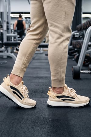 StratoMesh Krem Kalın Tabanlı Erkek Spor Ayakkabı – Rahat Günlük Sneaker
