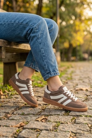 Street-Line Classic Sütlü Kahve Süet-Deri Unısex Spor Ayakkabı