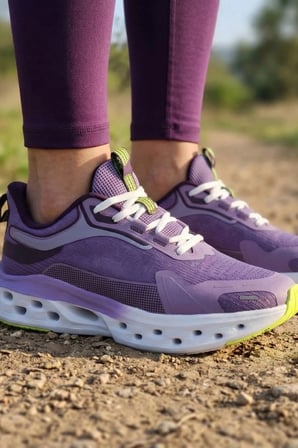 Air-Stride Pro: Nefes Alabilen ve Yüksek Tabanlı Kadın Günlük Yürüyüş Ayakkabısı – Mor