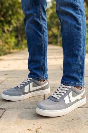 Street Style Unısex Gri Korduroy Detaylı Süet Şehir Ayakkabısı