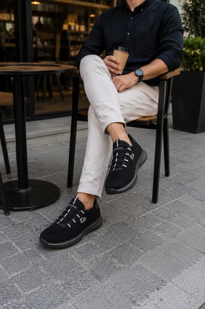 Veltron Kıng Paolo Erkek Günlük Spor Ayakkabı – Hafif, Nefes Alabilen Triko Yüzeyli Konforlu Siyah Sneaker