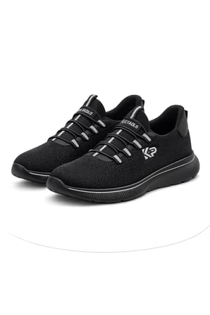 Veltron Kıng Paolo Erkek Günlük Spor Ayakkabı – Hafif, Nefes Alabilen Triko Yüzeyli Konforlu Siyah Sneaker