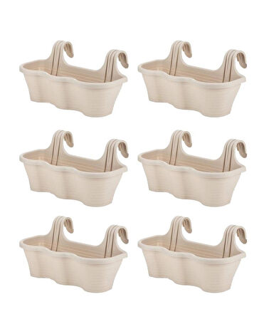 Omnipazar SO-TOM5 Tombik Askılı Balkon Saksı 10 Lt Kirli Beyaz 6 Adet