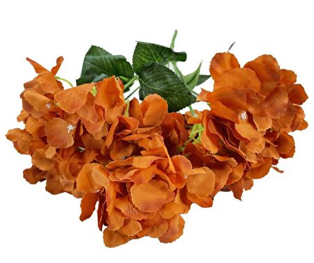 Yapay Çiçek Ortanca Çiçeği Demeti 43 cm Turuncu