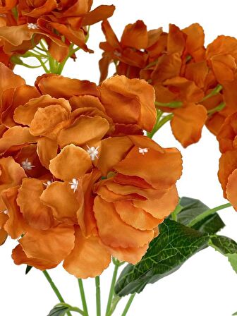 Yapay Çiçek Ortanca Çiçeği Demeti 43 cm Turuncu