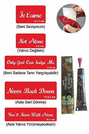 Popüler Sloganlar Hint Kınası ile Geçici Dövme Yapma Seti