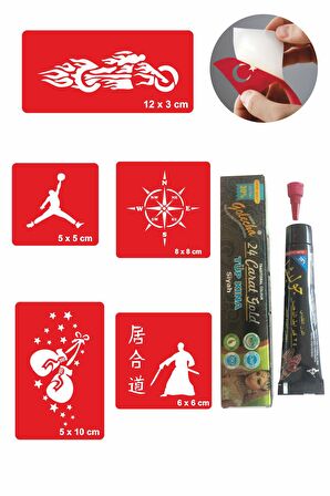 Spor Desenleri Hint Kınası ile Geçici Dövme Yapma Seti