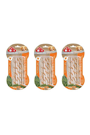 8in1 Delights Twisted Sticks Tavuklu Burgu Köpek Ödülü 55 Gr. X 3 Paket