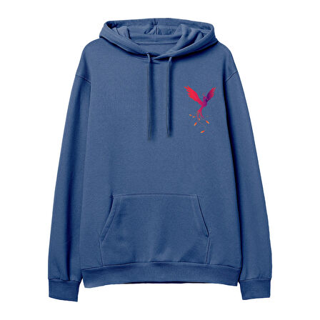 Phoenix Baskılı Hoodie-Royal Mavi